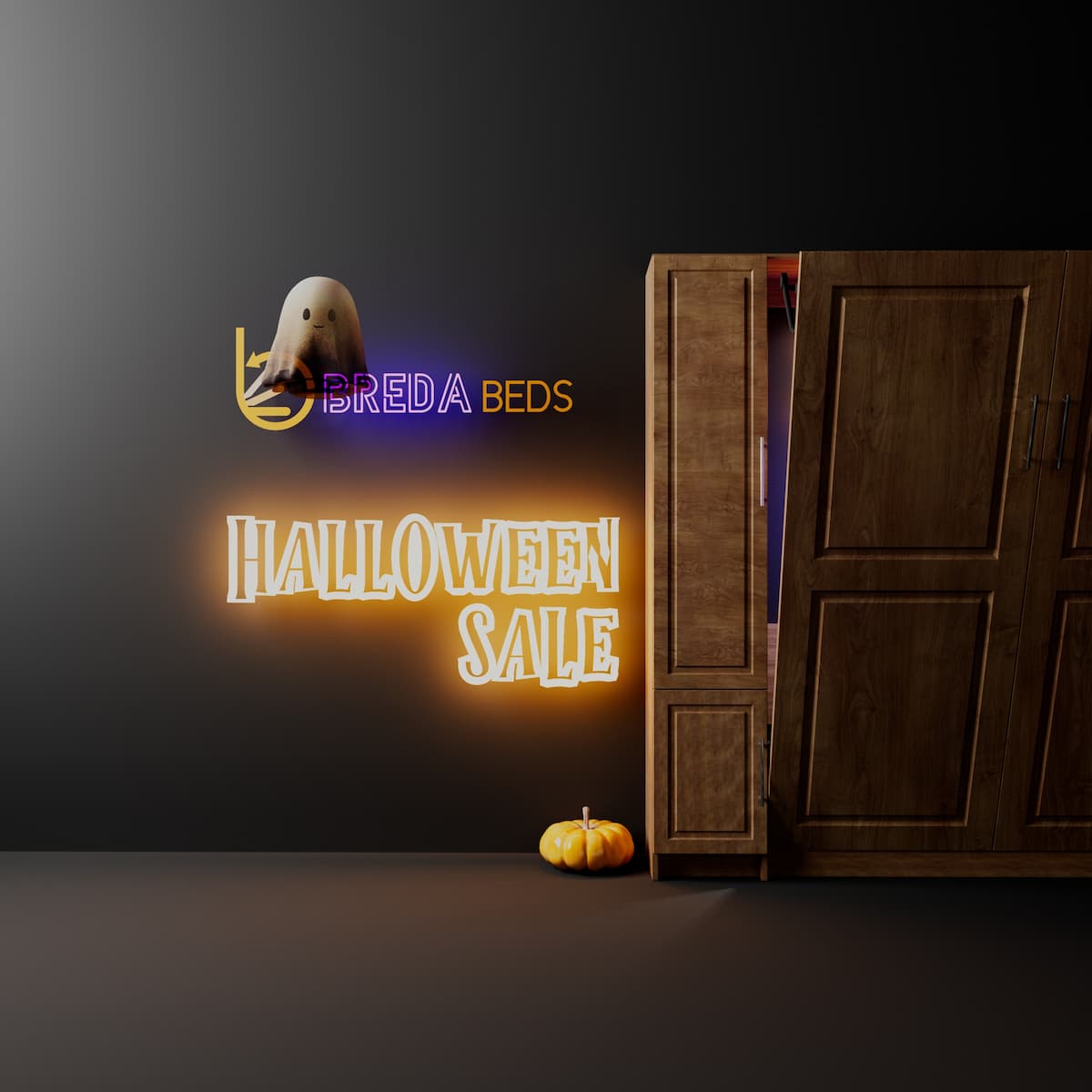 Frame 9 of Halloween animation showing Murphy bed transformation