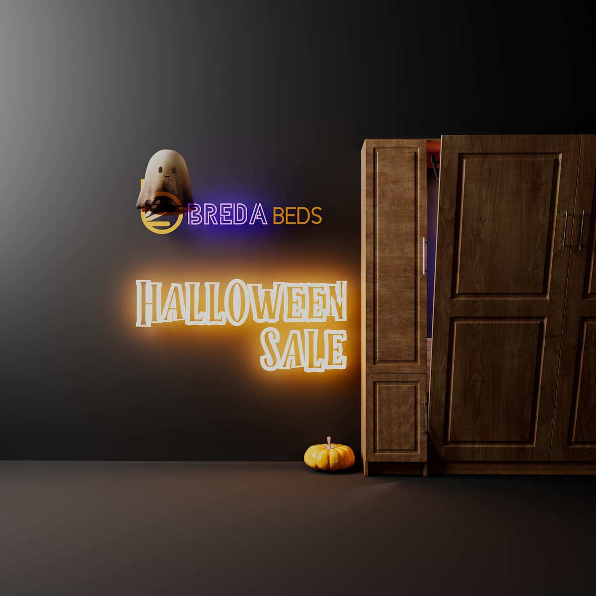 Frame 8 of Halloween animation showing Murphy bed transformation