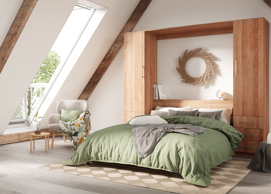 A Murphy Bed folded open