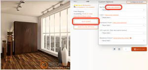 A screenshot of a product page showing where the product dimensions can be found